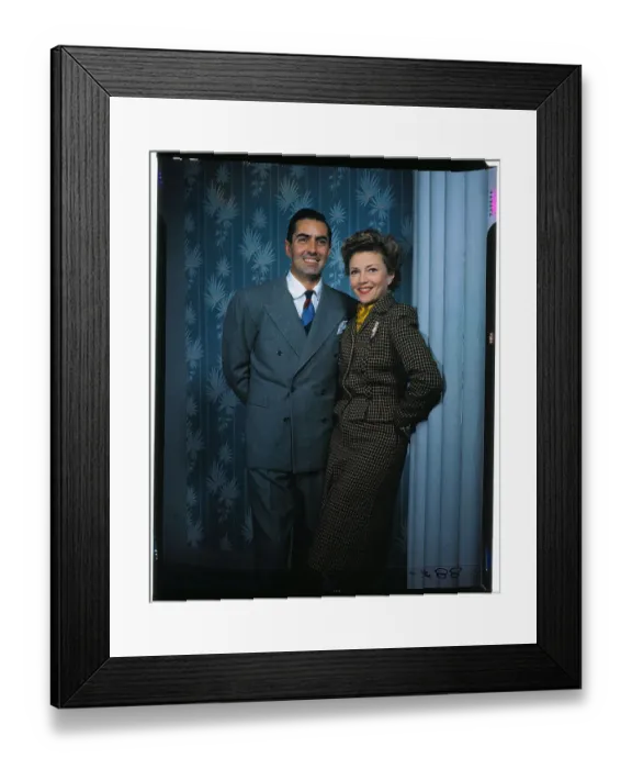 Framed Print : Tyrone Power and Wife Annabelle Standing by Curtains Framed Print : Tyrone Power and Wife Annabelle Standing by Curtains
