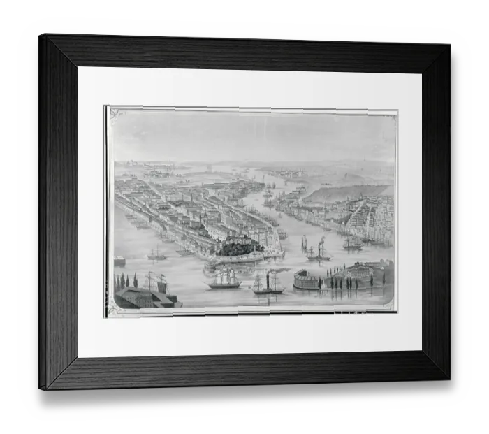 Framed Print : Lithograph of Three Boroughs of New York