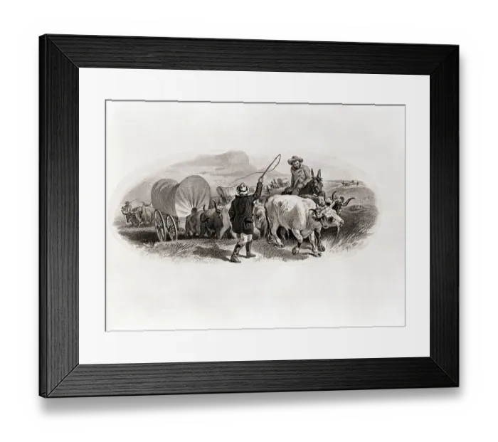 Framed Print : Covered Wagons Cross The Plains Framed Print : Covered Wagons Cross The Plains