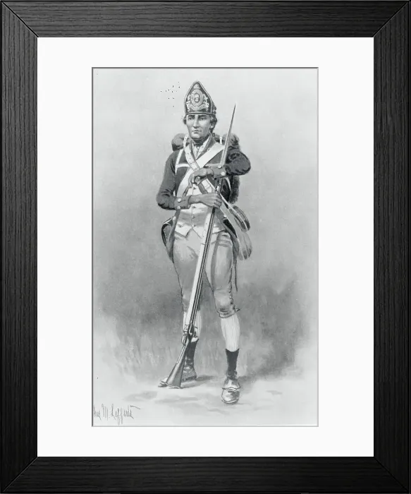 Framed Print : Portrait Drawing of Private in Delaware Regiment Framed Print : Portrait Drawing of Private in Delaware Regiment