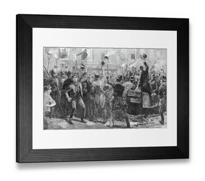 Framed Print : Mr. W. O'Brien, M.P. Addressing the Midnight Meeting at Woodford Engraving Framed Print : Mr. W. O'Brien, M.P. Addressing the Midnight Meeting at Woodford Engraving