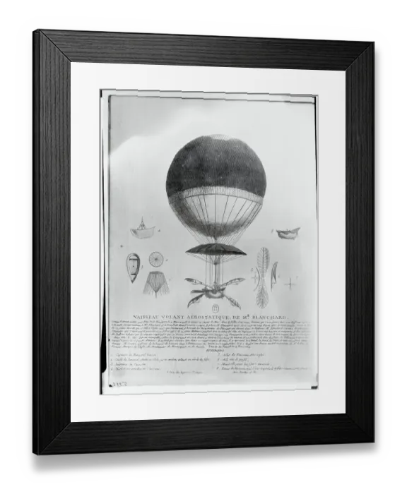 Framed Print : Engraving of Balloon Used by Jean Pierre Francois Blanchard Framed Print : Engraving of Balloon Used by Jean Pierre Francois Blanchard