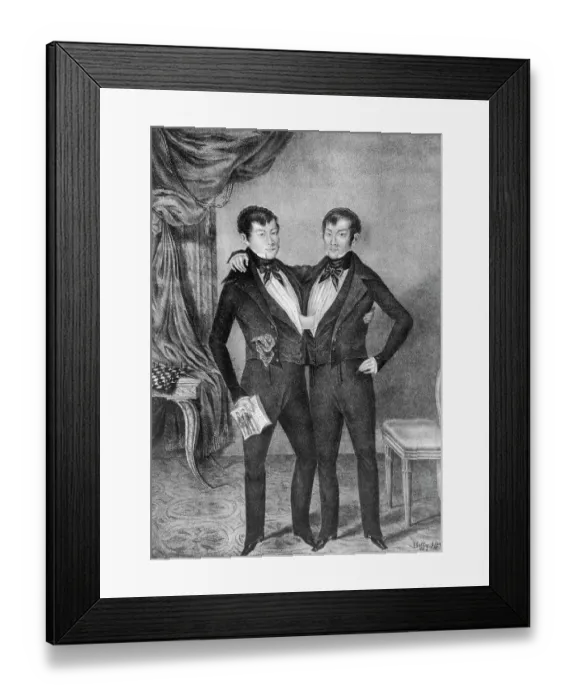 Framed Print : Eng-Chang'Lithograph Of Siamese Twins Framed Print : Eng-Chang'Lithograph Of Siamese Twins