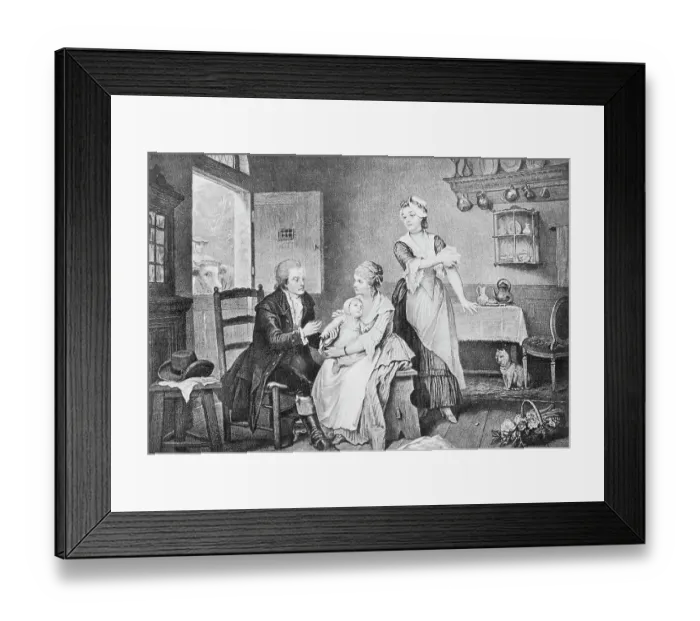 Framed Print : Physician Edward Jenner Inoculating Child at Home
