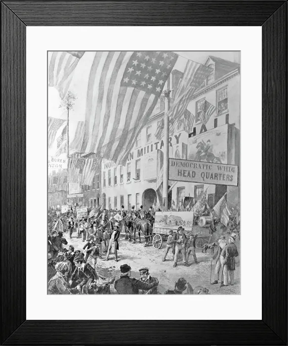 Framed Print : Democratic Headquarters Being Held in the Street Framed Print : Democratic Headquarters Being Held in the Street