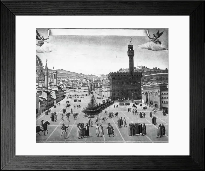 Framed Print : Depiction of Burning of Girolamo Savonarola Framed Print : Depiction of Burning of Girolamo Savonarola