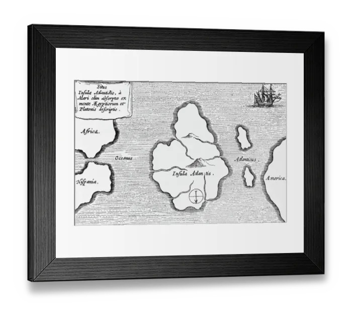 Framed Print : Map of Atlantis by Athanasius Kircher Framed Print : Map of Atlantis by Athanasius Kircher