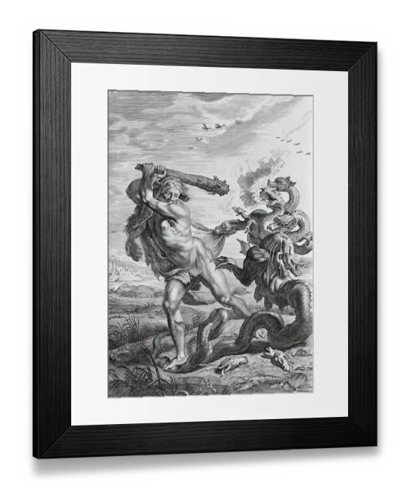 Framed Print : Hercules Swinging Club at Serpent Framed Print : Hercules Swinging Club at Serpent