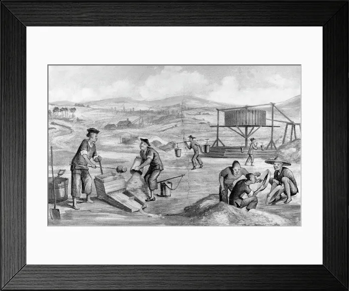 Framed Print : Immigrants Panning for Gold Framed Print : Immigrants Panning for Gold