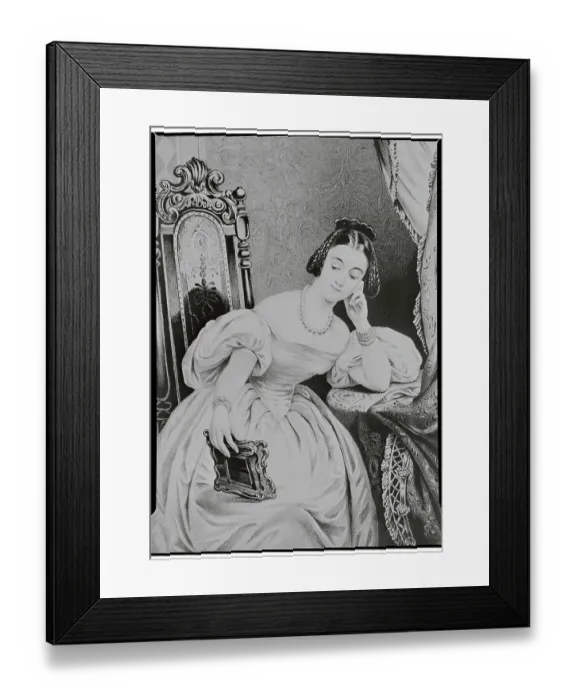 Framed Print : Woman Staring at Photograph Framed Print : Woman Staring at Photograph