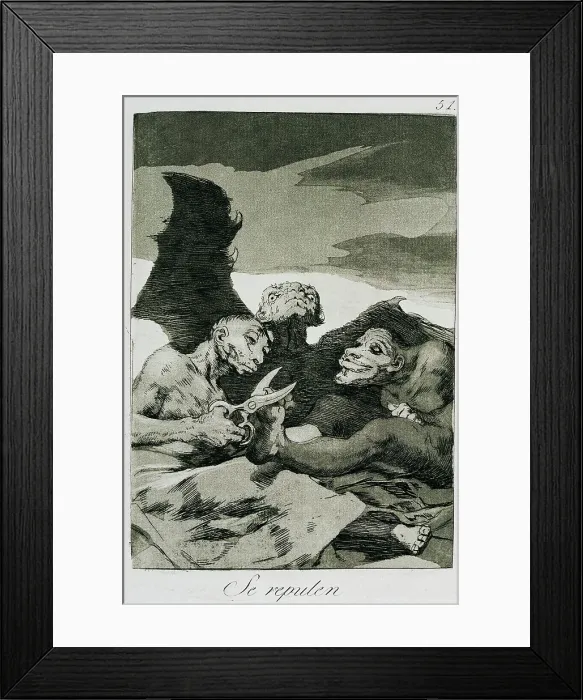 Framed Print : Los Caprichos No. 51: They spruce themselves up by Francisco Goya Framed Print : Los Caprichos No. 51: They spruce themselves up by Francisco Goya