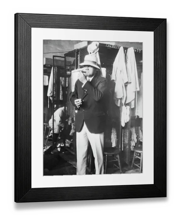 Framed Print : Babe Ruth Lighting Cigar In Locker Room Framed Print : Babe Ruth Lighting Cigar In Locker Room