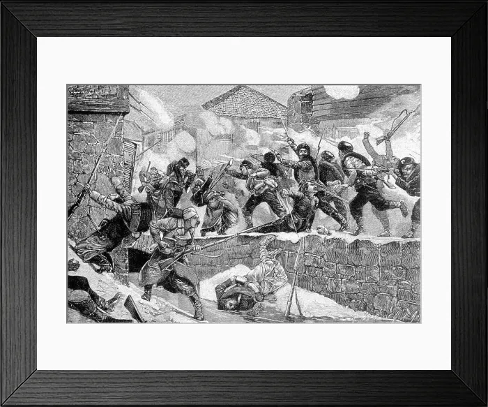 Framed Print : Woodcut / Bulgarians Storm Serb Town Framed Print : Woodcut / Bulgarians Storm Serb Town