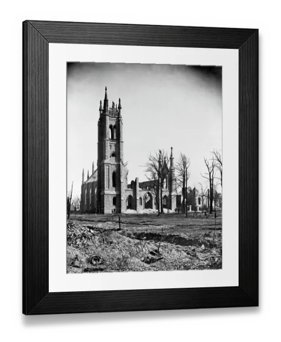 Framed Print : Cathedral During the Chicago Fire of 1871 Framed Print : Cathedral During the Chicago Fire of 1871