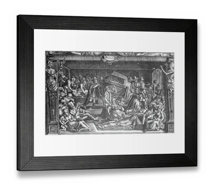 Framed Print : Engraving of Plague Victims During the Siege of Leiden Framed Print : Engraving of Plague Victims During the Siege of Leiden