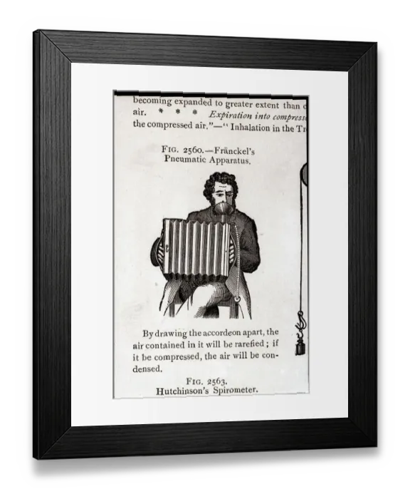 Framed Print : Accordion Air Inhaler Apparatus / Illus Framed Print : Accordion Air Inhaler Apparatus / Illus