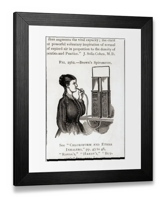Framed Print : Illus / Woman Pulling On Spirometer Framed Print : Illus / Woman Pulling On Spirometer