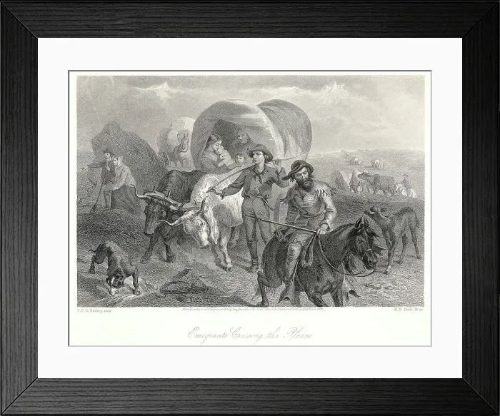Framed Print : Engraving- Emigrants Crossing The Plains Framed Print : Engraving- Emigrants Crossing The Plains