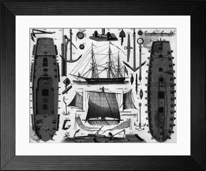 Framed Print : French Frigate; Parts Framed Print : French Frigate; Parts