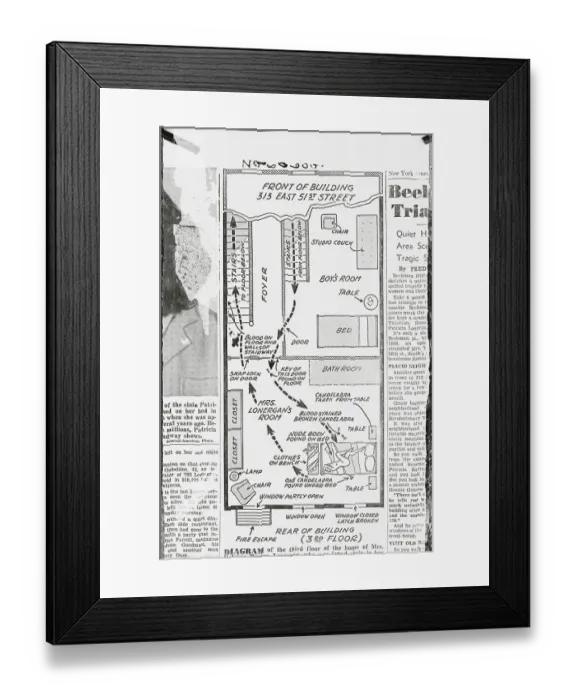 Framed Print : Interior Diagram of Victim Patricia Burton's Home Framed Print : Interior Diagram of Victim Patricia Burton's Home