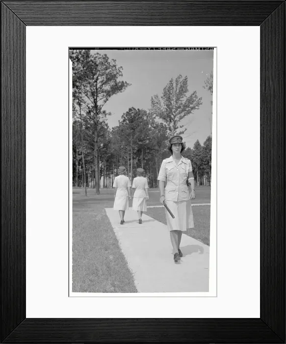 Framed Print : Three Women Marines Walking on Post Framed Print : Three Women Marines Walking on Post