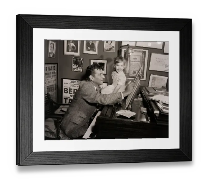 Framed Print : Leonard Bernstein At Piano W / Daughter Framed Print : Leonard Bernstein At Piano W / Daughter
