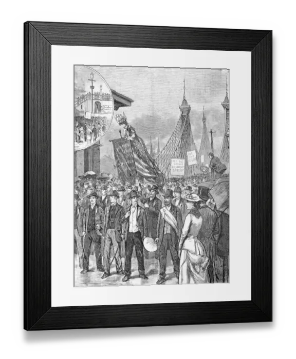 Framed Print : Illus / Labor Parade Passsing Over Bridge Framed Print : Illus / Labor Parade Passsing Over Bridge