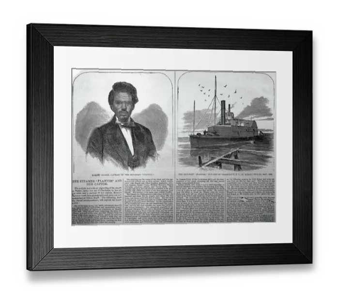 Framed Print : Robert Smalls & Gunboat / Engraving