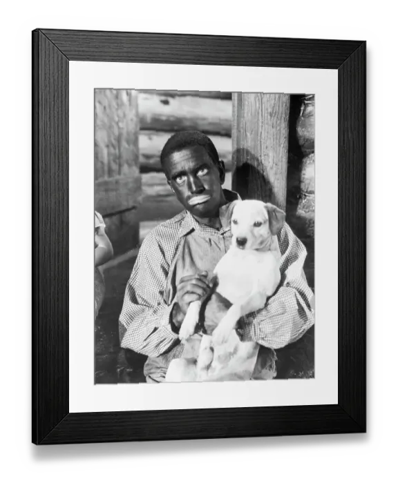 Framed Print : Al Jolson in Black-Face Holding Dog Framed Print : Al Jolson in Black-Face Holding Dog