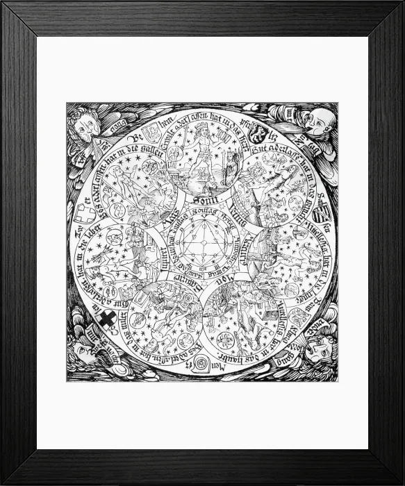 Framed Print : Woodcut; Seven Planets In Circle; Winds Framed Print : Woodcut; Seven Planets In Circle; Winds