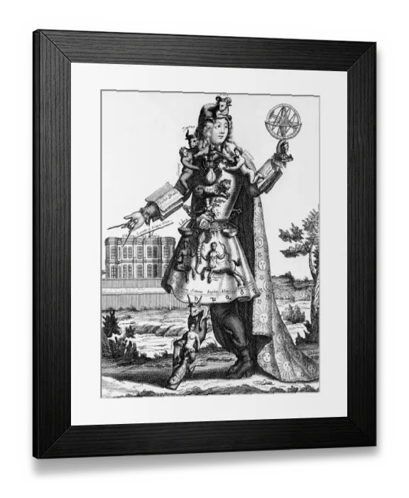 Framed Print : Engraving Of Astrologer W / Symbols Framed Print : Engraving Of Astrologer W / Symbols