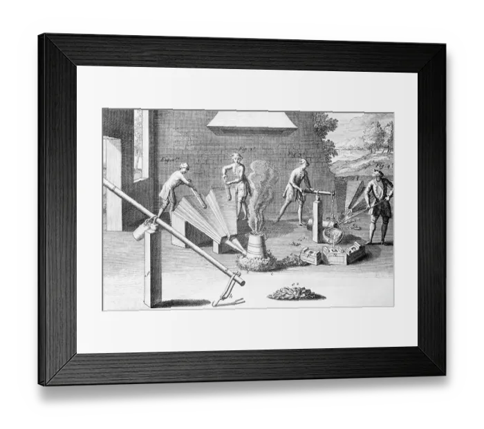 Framed Print : 18th-Century Engraving of Iron Casting Framed Print : 18th-Century Engraving of Iron Casting