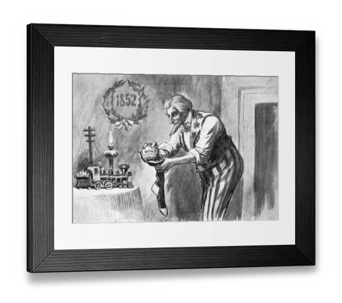 Framed Print : Uncle Sam'S Christmas Stocking; Illus Framed Print : Uncle Sam'S Christmas Stocking; Illus