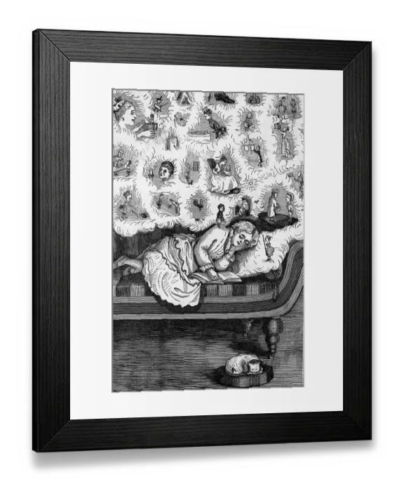 Framed Print : Engraving Of Woman Dreaming Framed Print : Engraving Of Woman Dreaming