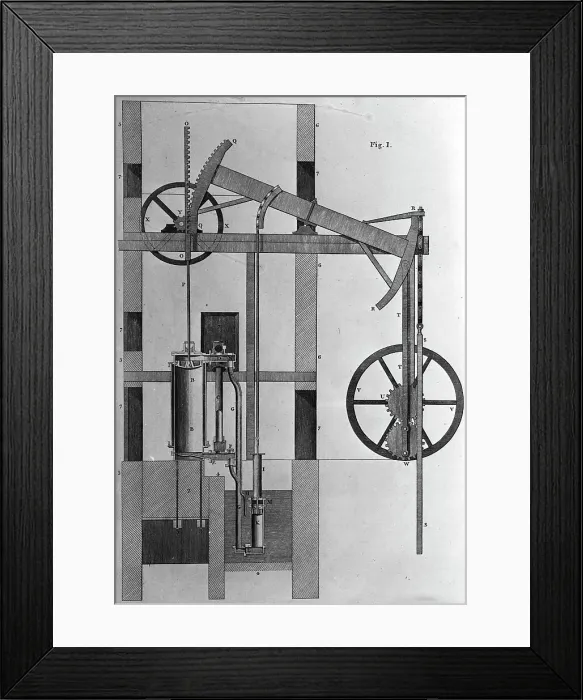 Framed Print : Diagram of Steam Engine by Engineer James Watt Framed Print : Diagram of Steam Engine by Engineer James Watt