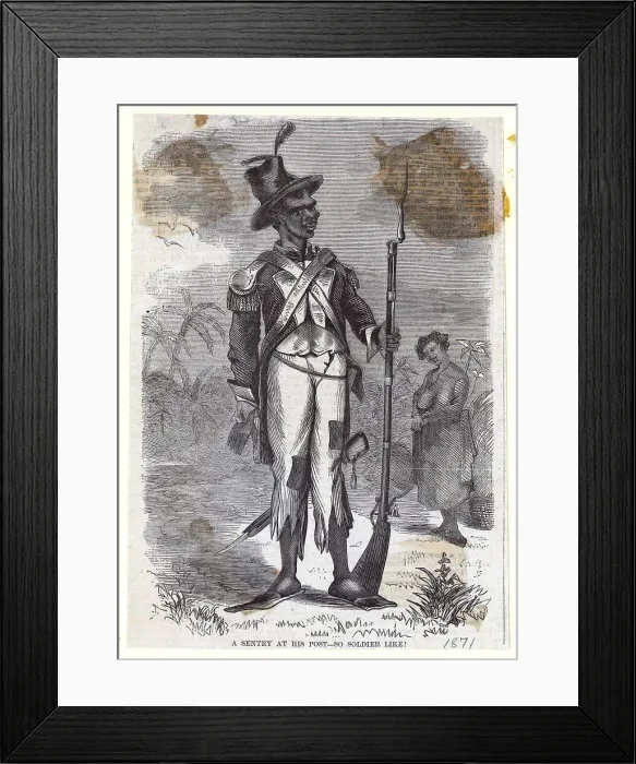 Framed Print : Caricature Of Black Soldier / Sentry Framed Print : Caricature Of Black Soldier / Sentry