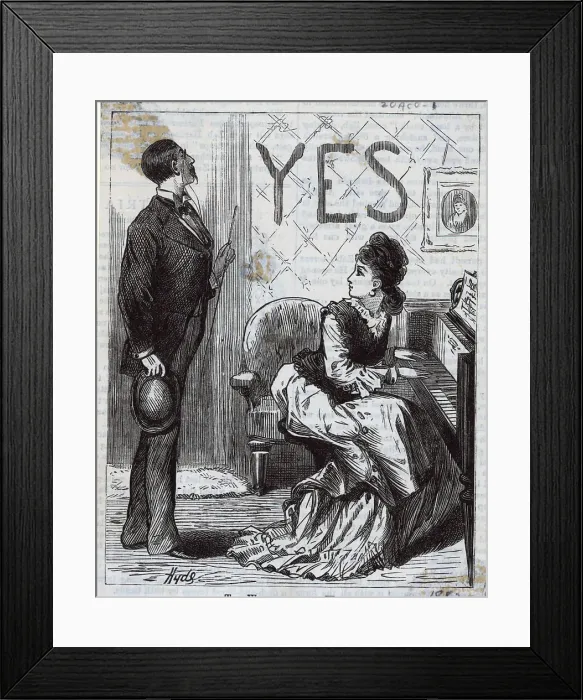 Framed Print : Engraving Of Satire Of Courtship Framed Print : Engraving Of Satire Of Courtship
