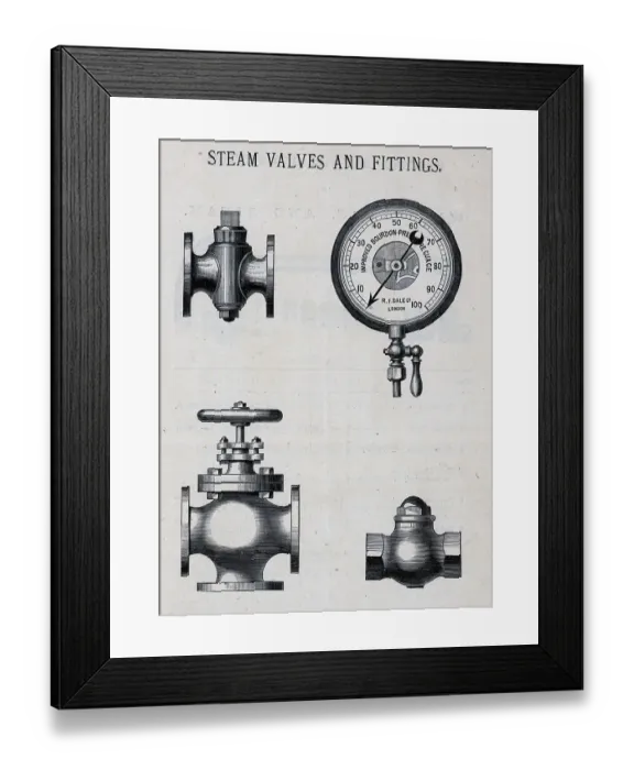 Framed Print : Steam Gauge, Valve And Fitting Framed Print : Steam Gauge, Valve And Fitting