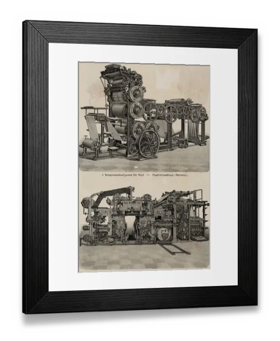 Framed Print : Engraving Of Mechanical Printing Press Framed Print : Engraving Of Mechanical Printing Press
