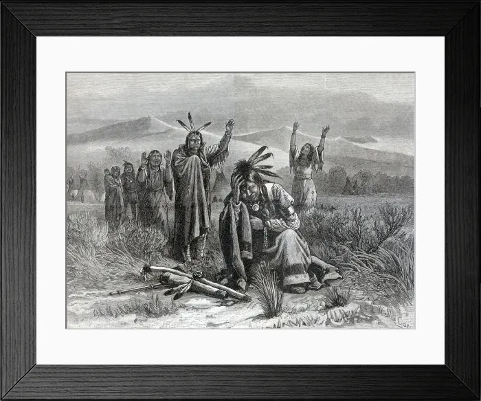 Framed Print : Indian Messenger W / News Of Defeat;Engrav Framed Print : Indian Messenger W / News Of Defeat;Engrav