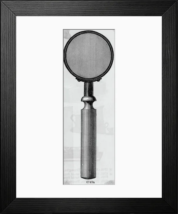 Framed Print : Engraving Of Magnifying Glass Framed Print : Engraving Of Magnifying Glass