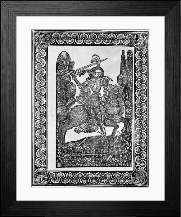 Framed Print : St. George Slaying Dragon; Dotted Print Framed Print : St. George Slaying Dragon; Dotted Print