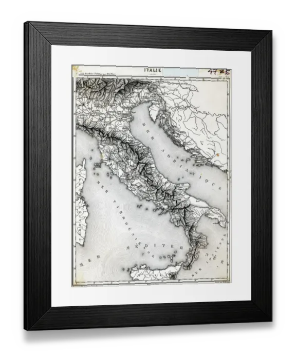 Framed Print : Map Of Italy Undated Engraving Framed Print : Map Of Italy Undated Engraving