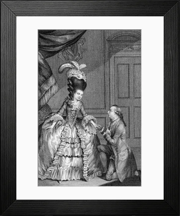 Framed Print : 1777 Engraving of a Man Proposing to a Woman Framed Print : 1777 Engraving of a Man Proposing to a Woman