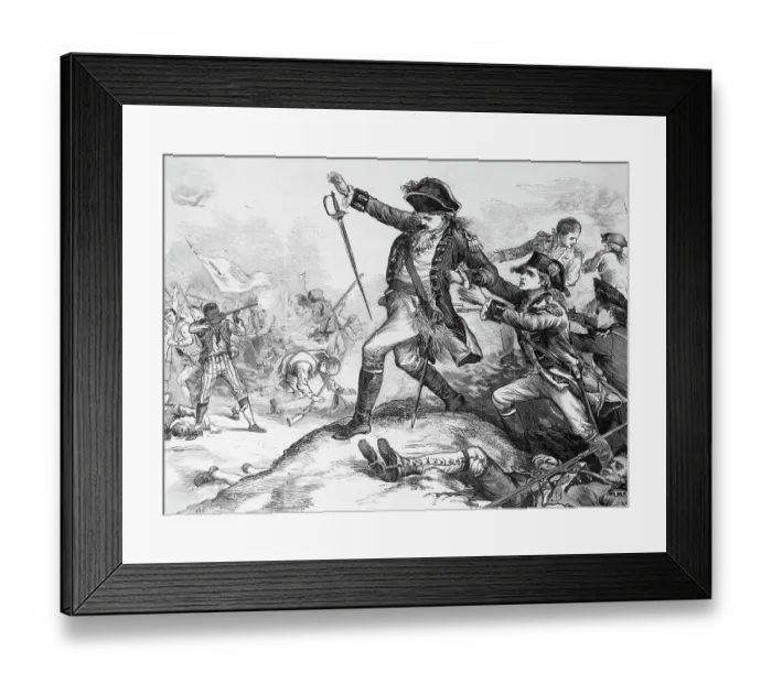 Framed Print : Engraving of the Shooting of Major Pitcairn Framed Print : Engraving of the Shooting of Major Pitcairn