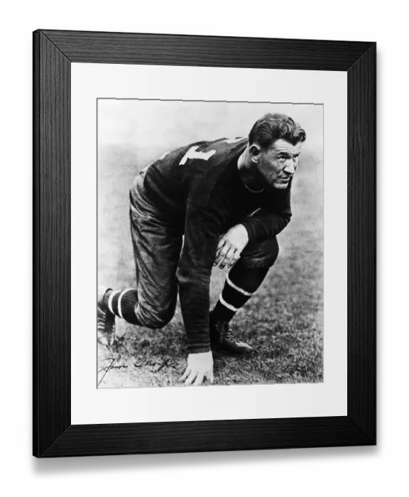 Framed Print : American Athlete Jim Thorpe Crouching Framed Print : American Athlete Jim Thorpe Crouching