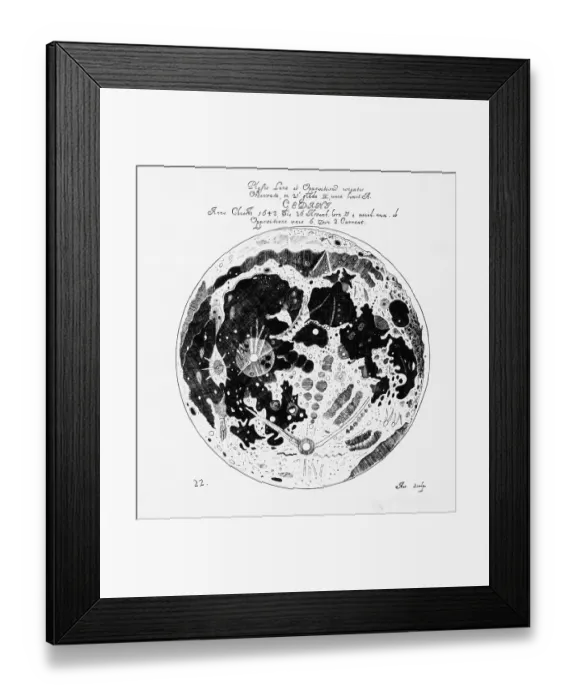 Framed Print : First Printed Map Of The Moon 1647 Framed Print : First Printed Map Of The Moon 1647