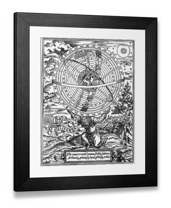Framed Print : Print of Atlas Supporting a Ptolemaic Universe Framed Print : Print of Atlas Supporting a Ptolemaic Universe