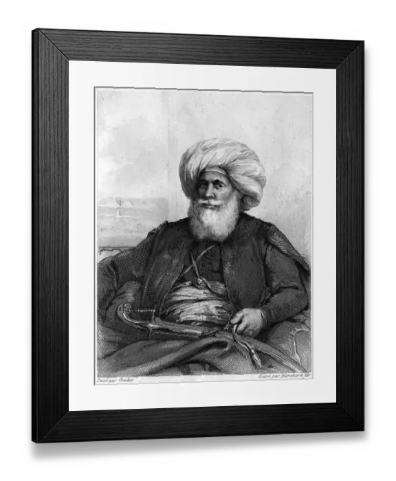 Framed Print : Egyptian Viceroy In Turban W / Sword / Lap Framed Print : Egyptian Viceroy In Turban W / Sword / Lap