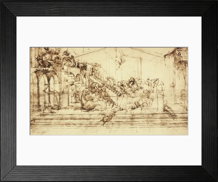 Framed Print : Study for Perspective with Animals and Figures by Leonardo da Vinci Framed Print : Study for Perspective with Animals and Figures by Leonardo da Vinci